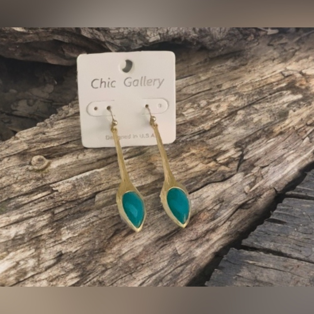 Gold Green Gemstone Earrings